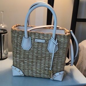 Michael Kors Straw & White Leather bag